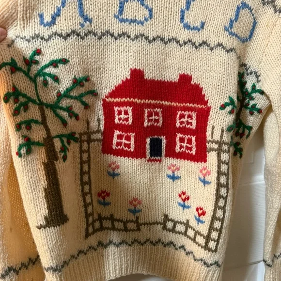 Vintage Deans of Scotland 100% Wool Sweater Schoolhouse Teacher Prairie Size S - Picture 9 of 12